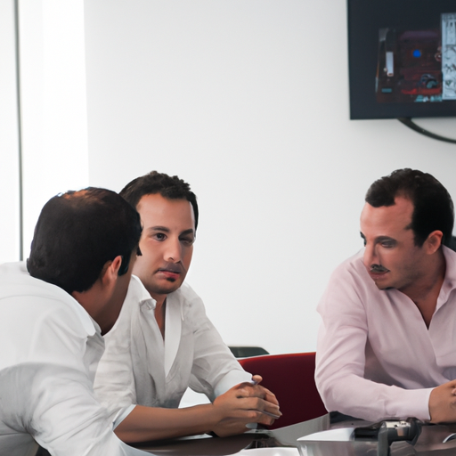 בעל עסק בחיפה משוחח על השקת האתר המוצלחת שלו עם צוות פיתוח אתרים מקומי.